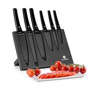 Kissaki Set de couteaux 7 pièces style japonais bloc magnétique anti-bactérien & 6 lames en acier trempé - Noir