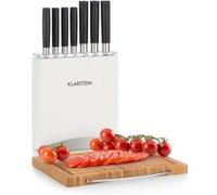 Klarstein Kitano Plus Set de couteaux : 7 lames précision + Planche à découper + bloc bois - bambou bois G