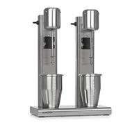 Klarstein Kraftpaket II Pro Double Mixeur a Boissons, 160 W, 2 x 1 L, 2 Vitesses, 20000 tr/min, 2 Gobelets en Acier Inoxydable, Milk-Shakes & Proteines, Cocktail, Bar, Gastro, Argent