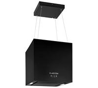Klarstein Kronleuchter Hotte Îlot - Hotte Aspirante Suspendue, de Cuisine pour Îlot, à Recyclage avec Filtre, Montage Plafond, Éclairage LED, Commande Tactile, 45 cm, Noir