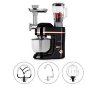 Klarstein Lucia Elegance Robot de cuisine multifonction sans BPA avec hachoir & mixeur , 1300W , 6 vitesses , bol inox 5L , fonction Pulse , nombreux accessoires ¿ Noir