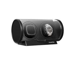 KLARSTEIN Lugano - Remontoir de Montre, Tourne-Montre, Coffret à Montres, Capacité : 2 Montres, 4 Modes de Rotation préprogrammés, Fonctionnement Silencieux, économique, Noir