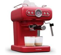 Klarstein Machine à expresso porte-filtre avec mousseur à lait 1,2 L, Cafetière 950 W, Rouge G