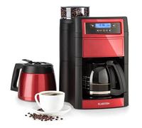 Klarstein Machines à Café Automatiques, Cafetiere a Grain avec Broyeur 1000W, Minuterie et Filtre à charbon actif, 5 Niveaux de Mouture, 10 Tasses, Cafetière à Expresso