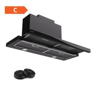 Klarstein Hotte Aspirante 90 cm, Hotte Aspirante Silencieuse, Hotte de Cuisine 90cm avec Lampes LED, Débit d'Air Puissant 305 m³/h, Hotte avec Évacuation, Filtre à Graisse en Aluminium