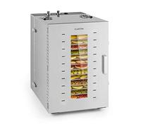 Klarstein Master Jerky Déshydrateur Alimentaire - Séchoir à Température Réglable en Continu 40-90 °C, Minuterie 15h, DigiSet Control, 16 Plateaux en Acier Inoxydable, 1500 W, Argent