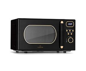 KLARSTEIN Micro onde Grill Multifonction 800W, Fours Micro-ondes Design Vintage en Acier Inoxydable, Grand Intérieur 20L, Smart Microwave, Plaque Décongélation, Facile à Utiliser