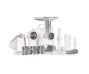 Klarstein Mighty Mince - hachoir à viande électrique - puissance 500 à 1361 W, hachoir électrique avec accessoires pour saucisses, kebbe et purée, presse-tomates, avec poignées - Blanc