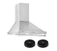 KLARSTEIN Montblanc 60 - Hotte cuisine sans evacuation, Hotte pas cher, extraction/circulation, 3 niveaux, max. 610 m³/h, fixation murale, filtre à graisse aluminium - argent