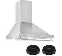 Klarstein Montblanc Hotte aspirante murale 60cm + 2 filtres recyclage d'air 610m³/h classe A - gris Gris G