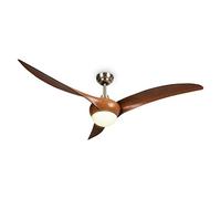 KLARSTEIN Monteverde - Ventilateur de plafond 2 en 1: ventilateur et plafonnier, diamètre: 52" (132 cm), 3 pales en plastique, débit d'air: 8 376 m³/h, plafonnier, minuterie - bois foncé