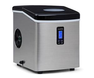 Klarstein Mr. Black-Frost - Machine à glaçons 3,3 L, 15 kg/24 h, Ice Maker 150W, 3 tailles, 6-15 mn, Machine à distributeur de glaçons avec Minuterie, Heure, Ecran LCD, Discret, Inox, Noir