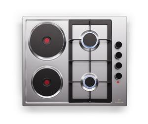 Klarstein MultiChef 60cm Plaque de Cuisson Mixte Gaz Electrique 4 Zones Argent