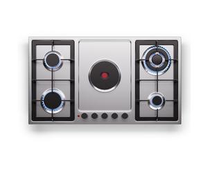 Klarstein MultiChef 90cm Plaque de cuisson mixte gaz electrique 5 Zones Argent