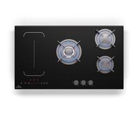 Klarstein MultiChef 90cm Plaque de cuisson mixte gaz electrique 5 Zones Noir
