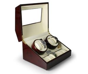 KLARSTEIN Old Marshall - Remontoir, Tourne-Montre, Boîte à Montres, Capacité : 10 Montres Automatique, 2 Supports rotatifs à Deux Places, Gauche-Droite, Modes pré-programmés, Marron-Blanc