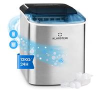 Klarstein On-The-Rocks Machine à glaçons, 12 kg/24 h, 120 W, 2 tailles de cubes, 6-12 min, réservoir d'eau de 2,1 l, programme autonettoyant, acier inoxydable, noir