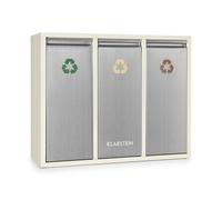 KLARSTEIN Poubelle écologique Triple tri sélectif & Recyclage (Grande contenance de 45 L répartie sur Trois récipients de 15 L chacun) - Beige