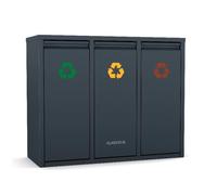 KLARSTEIN Ordnungshüter 3 in 1 Mülleimer - 45L Küchen-Abfalleimer mit 3x15L Trennsystem, Edelstahl, Geruchssicher, Wandmontage, Anthrazit