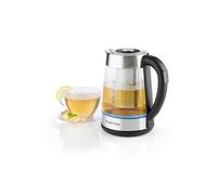 Klarstein Ostfriese - Bouilloire 1,7L, 2200W, Eclairage intérieur LED, Poignée Cool Touch, Boîtier avec éléments en inox, Filtre calcaire en inox intégré, Température réglables, verre