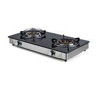 Plaque de cuisson - Klarstein Barzona - Réchaud de camping - 2 brûleurs - avec tuyaux - Noir Noir G