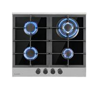 Klarstein Plaque de Cuisson Gaz 4 Feux, Table de Cuisson à Gaz 4 Brûleurs, Plaque 8.0 kW, Piano Cuisine en Acier Inoxydable, de Encastrable, a Cuisine Inox
