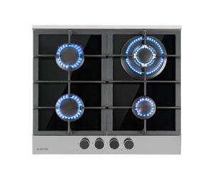 Klarstein Plaque de Cuisson Gaz 4 Feux, Table de Cuisson à Gaz 4 Brûleurs, Plaque 8.0 kW, Piano Cuisine en Acier Inoxydable, de Encastrable, a Cuisine Inox
