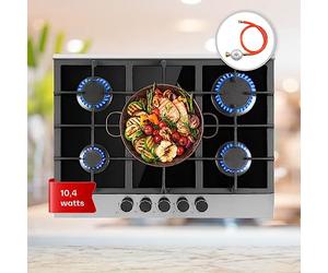 Klarstein Plaque de Cuisson Gaz 5 Feux, Table de Cuisson à Gaz 5 Brûleurs, Plaque 10.4 kW, Piano Cuisine en Acier Inoxydable, de Encastrable, a Cuisine Inox
