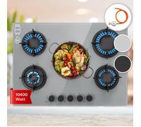 Klarstein Plaque de cuisson gaz Firetale 5 feux 70 cm Brûleur en aluminium avec tuyau et réducteur de pression Gris