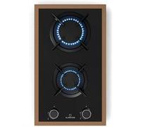 Klarstein Plaque de cuisson gaz Lumiflame – 2 feux 4,2kW – Verre trempé cadre cuivre