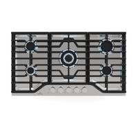Klarstein Plaque de cuisson gaz Table de cuisson à gaz Acier inoxydable 5 brûleurs Support professionnel en fonte Brûleur wok