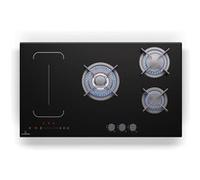 Klarstein MultiChef 5 Plaque Induction Et Gaz - Table De Cuisson À, 5 Zones, Flexzone, Stop&Go, Minuterie, Supports En Fonte, Noir, 87.5Cm