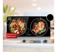 Klarstein Plaque de cuisson vitrocéramique encastrable avec 2 plaques de cuisson 2 400 W pour la cuisson électrique moderne en vitrocéramique avec 2 plaques de cuisson