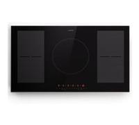 Klarstein Plaque Induction Encastrée 7000W, Plaque de Cuisson Electrique à Induction, Encastrées 4 Feux, Tables de Cuisson, Plaques chauffantes ThermoBoost, Rechaud Electrique Cuisine Noir-Argent