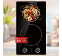 Klarstein Plaque Induction Encastrable de 2900W, Table de Cuisson Induction, Plaque Induction 2 Feux, Plaque de Cuisson Induction avec Sécurité, Tables de Cuisson Electrique 2 Foyers, Plaques