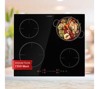 Klarstein Plaque Induction Encastrable de 7200W, Table de Cuisson Induction, Plaque Induction 4 Feux, Plaque de Cuisson Induction avec Contrôle Tactile, Tables de Cuisson Electrique 4 Foyers, Plaques