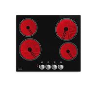 Klarstein Plaque Vitrocéramique 4 Feux - 60 cm, 5800 W, Commande Boutons, 11 Niveaux, Sécurité Enfant, Arrêt Auto, Surface Facile à Nettoyer, Table de Cuisson Vitrocéramique