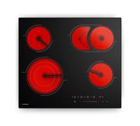 Klarstein Plaque Vitrocéramique 4 Feux - 60 cm, 6700 W, Commande Tactile, Minuterie, Sécurité Enfants, 9 Niveaux, Surface Verre, Table de Cuisson Vitrocéramique Moderne