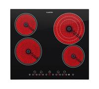 Klarstein Plaque Vitrocéramique 4 Feux Encastrable de 6500W, Plaque de Cuisson Vitrocéramique, Vitro 4 Feux, Table Vitroceramique, Cuisinière Électrique en Acier Inoxydable