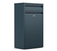 KLARSTEIN Poubelle Cuisine 50 L - Acier Inoxydable avec Tiroir de Rangement, Porte Frontale, Fixation Murale Incluse, Anthracite