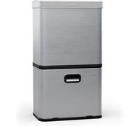 Klarstein Touchless Sensor Poubelle de cuisine 56 L inox Fermeture douce 3 bacs affichage LED Timer