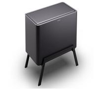 Klarstein Poubelle de Cuisine Poubelle à pédale Poubelle de Tri 40L 2 Compartiments Noir Noir