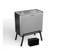 Yuma Poubelle 40 L incl.un bac à compost avec pieds de filtre à odeurs Poubelle de tri Argent