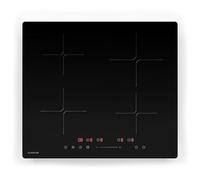 Klarstein PowerGlide Plaque Induction Encastrable - 4 Zones, 7800 W, 9 Niveaux, Minuterie & Verrouillage Parental, SenseControl, Design Épuré 60 cm, Noir