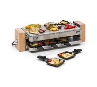 Klarstein Prime-Rib Raclette mit Naturstein - Raclette-Grill, Party-Grill, 2-in1-Gerät, 8 Personen, 1500 Watt, Thermostat, stufenlos regulierbar, Edelstahl-Gehäuse, inkl. Zubehör, schwarz