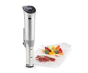 KLARSTEIN Quickstick Flex - Sous Vide, Cuisinière de précision, Cuiseur lent, 1300W, Minuterie, Circulation 3D, 0 à 95 °C, Écran tactile LCD - Argent