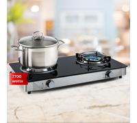 Klarstein Plaque de Cuisson Gaz 2 Feux, Table de Cuisson à 2 Brûleurs, Plaque Gaz de 7.7 kW, Piano Cuisine en Acier Inoxydable, Plaque de Cuisson Inox Portable