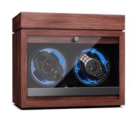 KLARSTEIN Remontoir pour Montres automatiques, Remontoir de Montre Automatique pour 2 Montres, avec Porte en Acrylique, LED Bleues, Remontoir de Montre avec 4 réglages TPJ