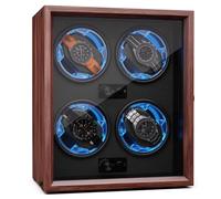 KLARSTEIN Remontoir pour Montres automatiques, Remontoir de Montre Automatique pour 4 Montres, avec Porte en Acrylique, LED Bleues, Remontoir de Montre avec 4 réglages TPJ