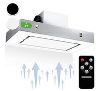 Klarstein Remy - Hotte aspirante de cuisine, 90 cm, Hotte sans évacuation, 620 m³/h, 3 vitesses, LED, 2 x 5 W, Verre de sécurité, Télécommande, 2 filtres à graisses amovibles, Blanc